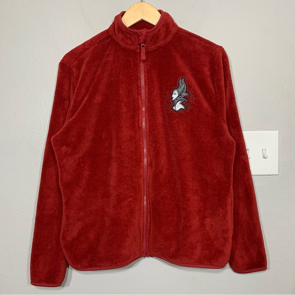 Disney Maleficient Red Full Zip Fleece Jacket Womens Large